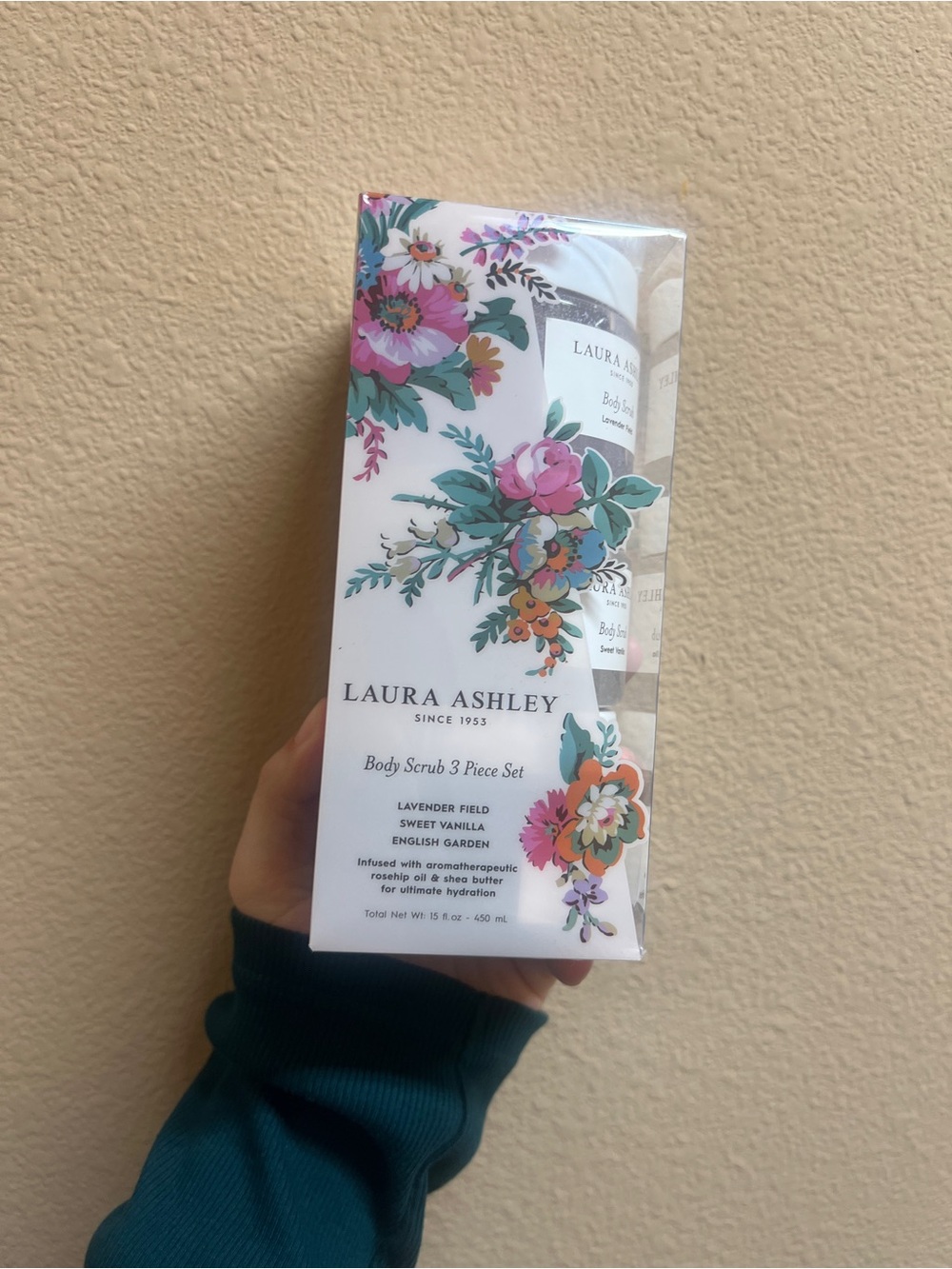 NEW LAURA ASHLEY Body Scrub 3 Piece Set